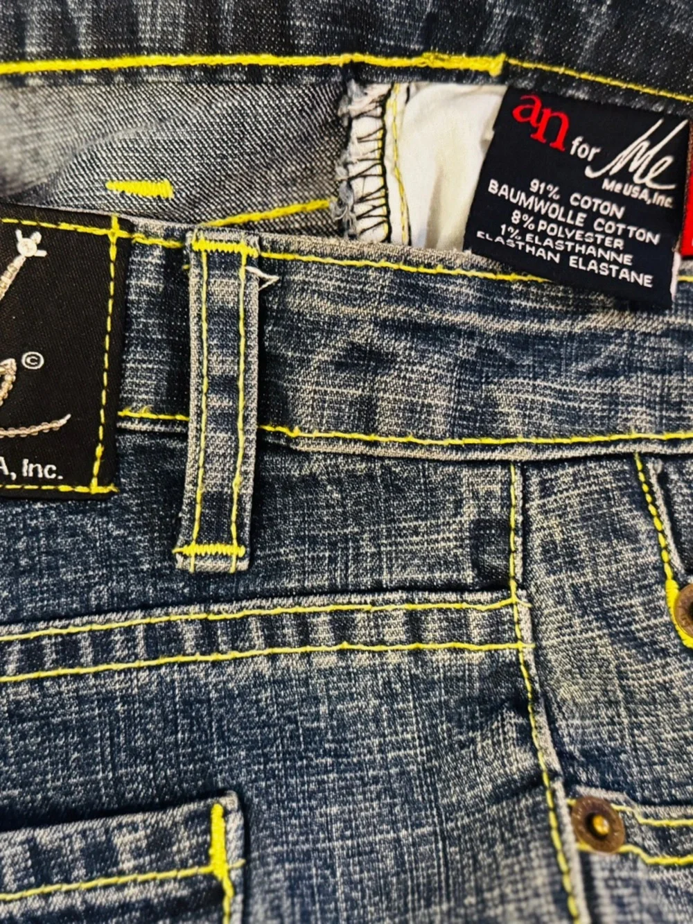 Embellished-Chic-One of a Kind Dark Blue Wide Leg Jeans with Artistic 3D Detail - Picture 10 of 10